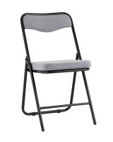 Складной стул Джонни велюр серый каркас черный матовый Stool Group