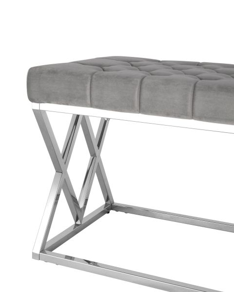 Банкетка ИНСИГНИЯ велюр серый сталь серебро Stool Group