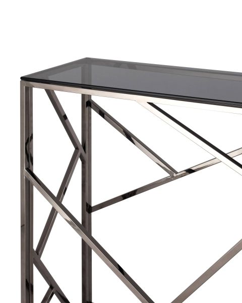 Консоль АРТ ДЕКО 115x30 стекло smoke сталь тёмный хром Stool Group