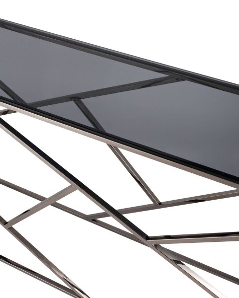 Консоль АРТ ДЕКО 115x30 стекло smoke сталь тёмный хром Stool Group