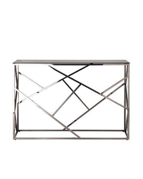Консоль АРТ ДЕКО 115x30 стекло smoke сталь тёмный хром Stool Group