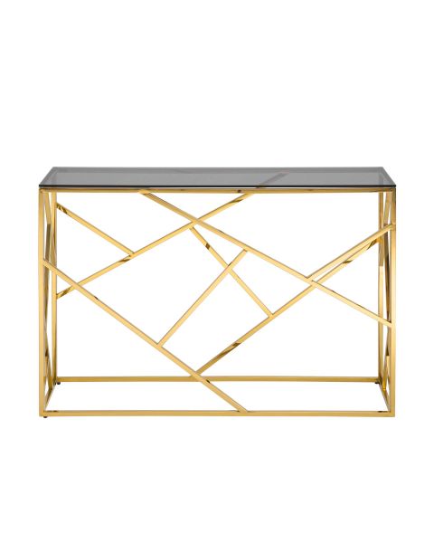 Консоль АРТ ДЕКО 115x30 золото стекло smoke Stool Group
