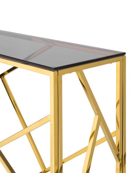 Консоль АРТ ДЕКО 115x30 золото стекло smoke Stool Group