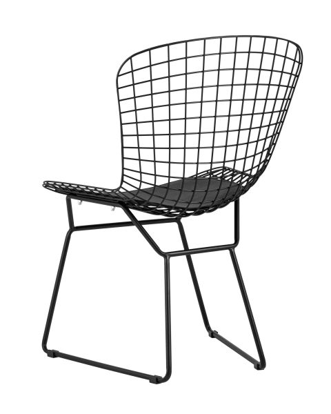 Стул обеденный Bertoia черный с черной подушкой Stool Group