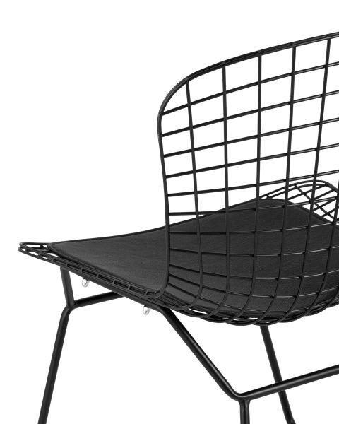 Стул обеденный Bertoia черный с черной подушкой Stool Group