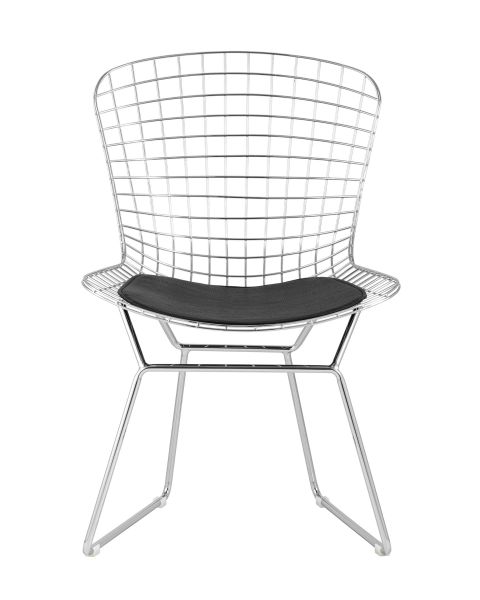 Стул обеденный Bertoia хромированный с черной подушкой Stool Group