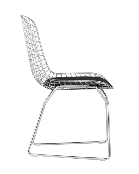 Стул обеденный Bertoia хромированный с черной подушкой Stool Group