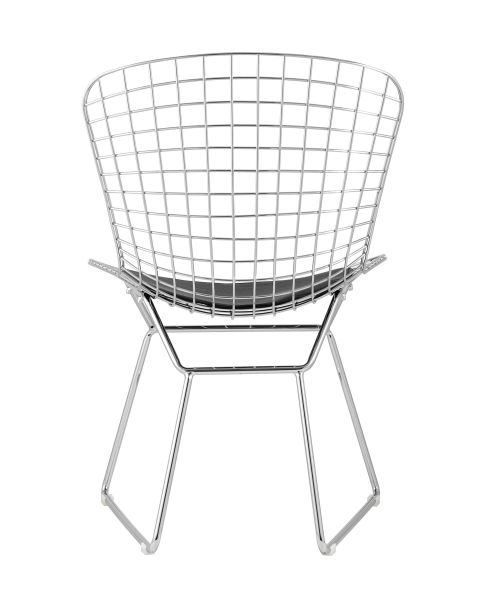 Стул обеденный Bertoia хромированный с черной подушкой Stool Group