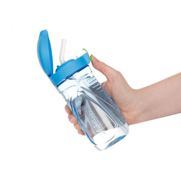 Бутылка для воды из тритана с трубочкой 520 мл зеленая SISTEMA