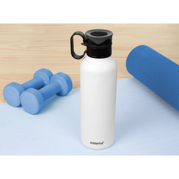 Стальная бутылка Hydrate с петелькой 600 мл белая SISTEMA