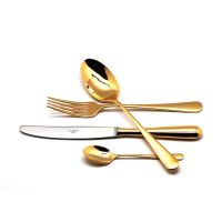 Набор столовых приборов на 6 персон Gold Matte, 24 предмета, нержавеющая сталь 18/10, золотистый, Alcantara, AL.006.GB, CUTIPOL