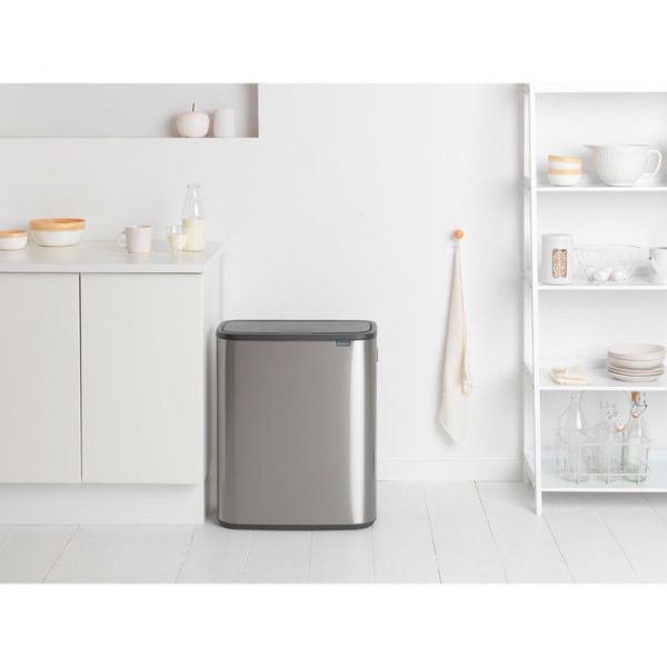 Мусорный бак Brabantia BO TOUCH BIN 2x30 л цвет минерально-серый 