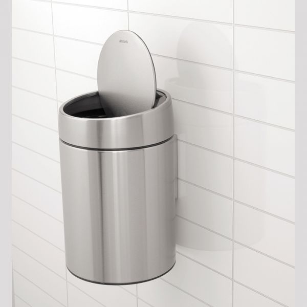 Ведро для мусора Brabantia SLIDE с крышкой 5 л 1,23 кг цвет матовый стальной с защитой от отпечатков пальцев 