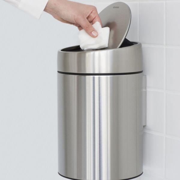 Ведро для мусора Brabantia SLIDE с крышкой 5 л 1,23 кг цвет матовый стальной с защитой от отпечатков пальцев 