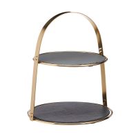 Блюдо двухярусное сервировочное 29.5x35 см, латунь, натуральный камень, Arteza KITCHEN CRAFT
