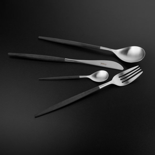 Набор столовых приборов 24 предмета с черными ручками CUTIPOL MIO matte 