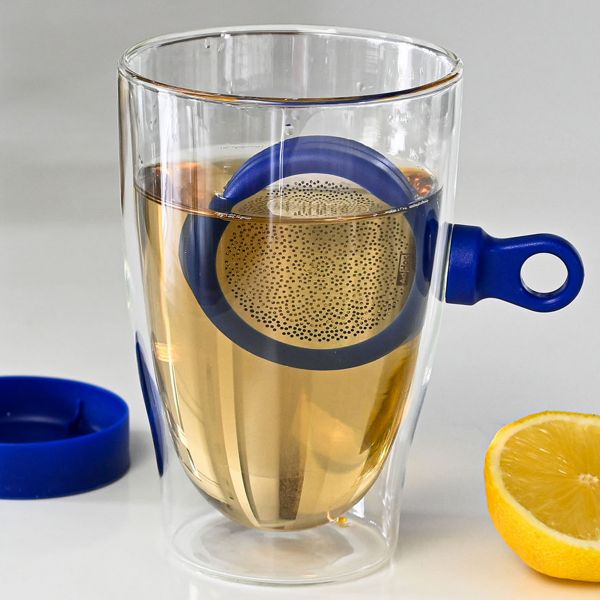 Ситечко магнитное для заваривания чая синие ADHOC MAGTEA с подставкой для капель TE31