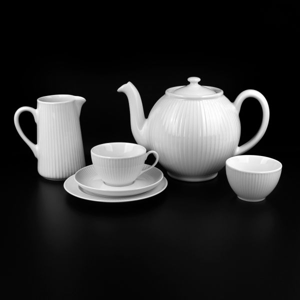 Сервиз чайный на 6 персон 15 предметов белый фарфор PILLIVUYT Plisse 
