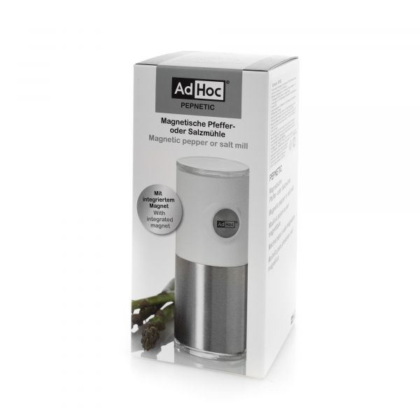 Мельница для перца и соли 11 см ADHOC PEPNETIC белая с магнитным креплением