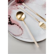 Набор столовых приборов на 6 персон 24 прибора Belo Inox NEO IVORY GOLD