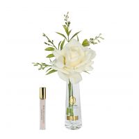 Диффузор Cote Noire Summer rose Champagne, роза, цвет шампань, 1 спрей 15 мл, прозрачная ваза, золотой декор