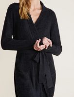 Халат Barefoot Dreams CCL RIBBED ROBE, черный, трикотаж, рельефная полоска, 80% нейлон 20% вискоза, размер S/M