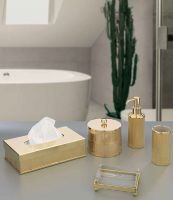 Контейнер для салфеток Cre Art Bath England, 25x13x7 см, покрытие золото 24к
