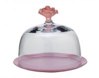 Блюдо с куполом Cre Art Dolce для кекса/сыра, розовый 28 см