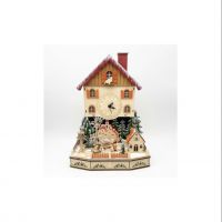 Музыкальная шкатулка Musicbox Alp clock,часы на батарейках. 8 различных рождественских мелодий. 3 позиции выключателя (подсветка, музыка, подсветка с музыкой) Н.46 см.