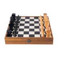 Шахматы Manopoulos CHESS в стиле Баухаус, 40х40см, дерево, поле эко-кожа