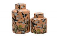 Ваза Fancy BIRDSс крышкой высокая, коралловый, D20x32h, керамика