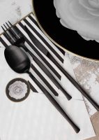 Набор столовых приборов на 6 персон 24 прибора Belo Inox LUNA MATT BLACK 7-8