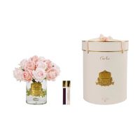 Диффузор Cote noire GRAND ROSE BUDS BOUQUET Большой букет из бутонов роз, 2 спрея по 10 мл, смесь розовых оттенков, прозрачная ваза, золотой декор LRB15
