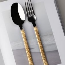 Набор столовых приборов на 6 персон 24 прибора Belo Inox SKIN GOLD ON HANDLE