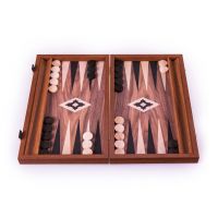 Нарды Manopoulos BACKGAMMON с боковыми стойками, дерево орех рисунок черный + дуб, ручная работа, 38x23 см