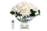 Диффузор-букет COTE NOIRE French rose centrepiece blush gold розы, белый, 2 спрея по 10 мл, золотой декор 33х33хН31см