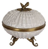 Шкатулка G&C BOX ROUND SHELL круглая в форме раковины, фарфор, бронза