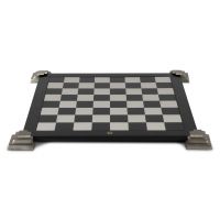 Доска для игры в шахматы и шашки AUTHENTIC MODELS двусторонняя, черный с белым, серебро, 47х47 Н 3 см