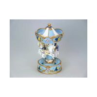 Музыкальная шкатулка MUSICBOX 10 x 10 x 19,5 бело-голубой, полистоун, мелодия 'Голубой Дунай' Штраус