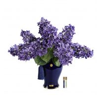 Букет гортензий Cote Noire Indigo hydrangeas Amethyst/Indigo, фиолетовый, ваза синяя, 2 спрея по 10 мл