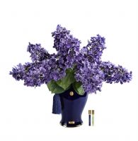 Букет гортензий Cote Noire Indigo hydrangeas Amethyst/Indigo, фиолетовый, ваза синяя, 2 спрея по 10 мл, 70 x 55 x 55
