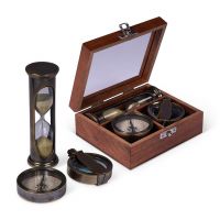 Подарочный набор Travellers AUTHENTIC MODELS (компас, лупа, часы песочные) 11х13,5 Н 4,5 см, ящик дерево