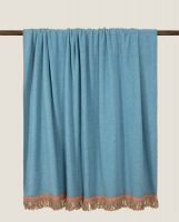 Плед Frati SOFT BAMBOO PAVONE с тесьмой Rousseau бирюзовый, 160х200, бамбук 40% полиэстер 60%, 820г
