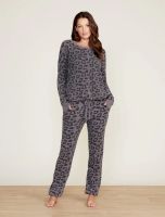Пуловер Barefoot Dreams CCUL SLOUCHY BITW, темно-серый, трикотаж, рисунок леопард, 71% нейлон 29% вискоза, размер S