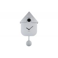 Часы настенные с кукушкой Karlsson CUCKOO, серебристый, пластик, 21,5х8,5 см, батарейки 3x AA (не входит в комплект)