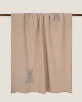 Плед Frati SWEET RABBIT BEIGE бежевый аппликация заяц 130x160 см, вискоза 30% полиэстер 70%, 600г