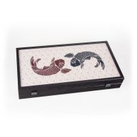 Нарды Manopoulos BACKGAMMON дерево, печатный рисунок Японские рыбки кои, ручная работа, 48x26 см