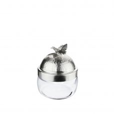 Банка под сыпучие продукты 420 мл 'Бабочки' с медной посеребренной кованой крышкой КМ