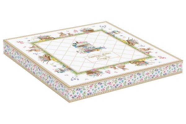 Менажница 25 см, 4 отдела, фарфор, белая, Кролики и цветы, Spring Bloom Easy Life