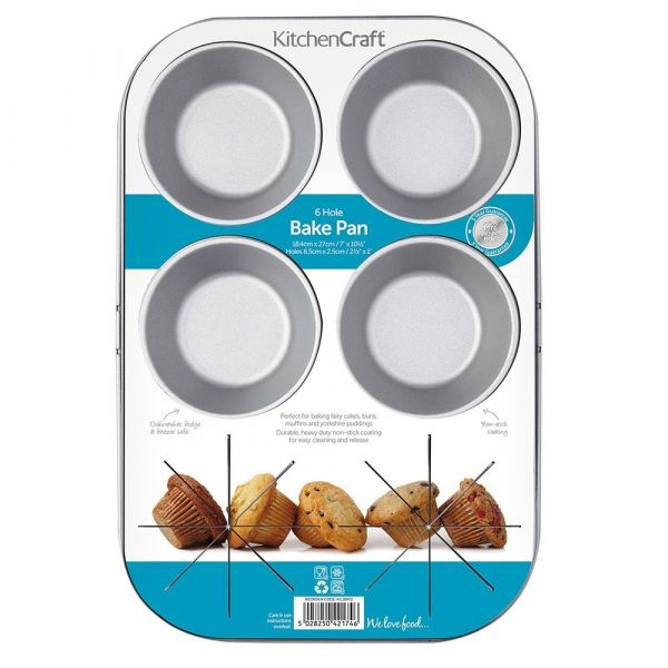 Форма для 6 кексов с антипригарным покрытием, 27x18.5 см KITCHEN CRAFT
